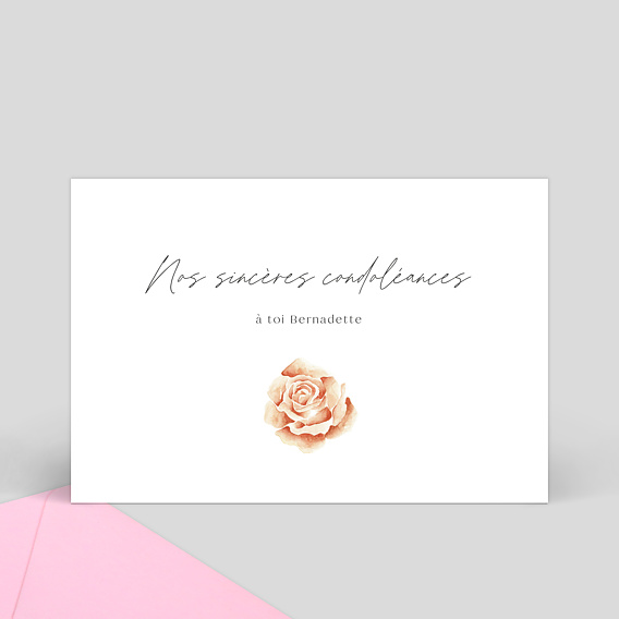 Carte de Condoléances Rose Rouge - Popcarte