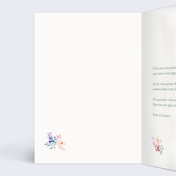 Carte de condoléances Chretien fleuri Intérieur Gauche