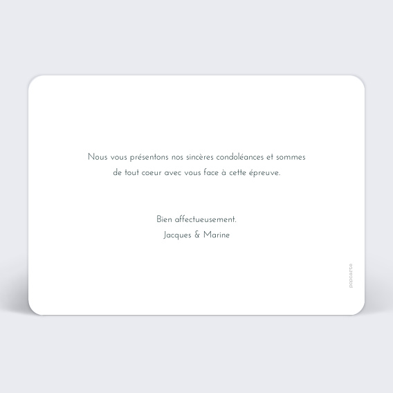 Carte de condoléances Champs Verso