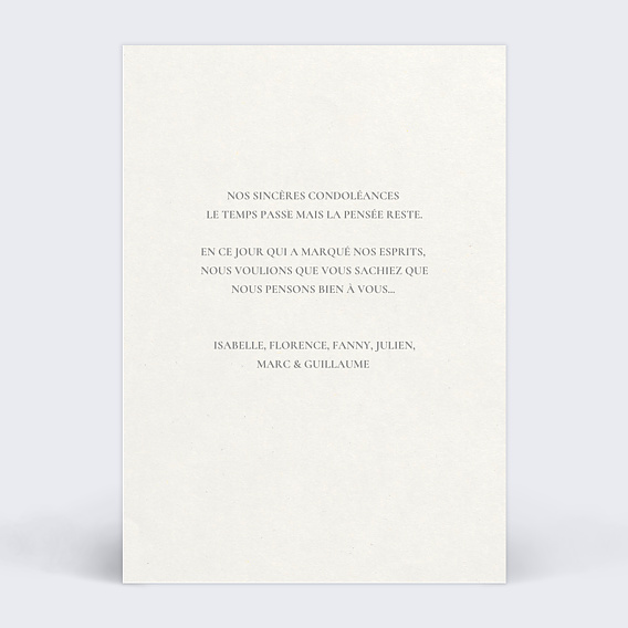 Carte de condoléances Paysage blé Verso