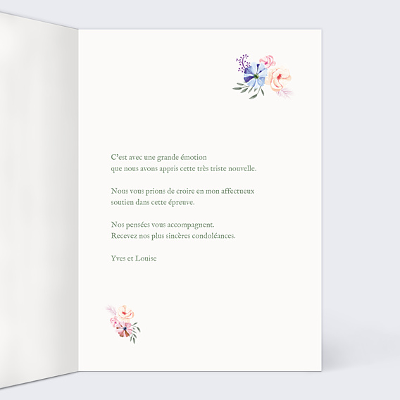 Carte de Condoléances Chretien fleuri