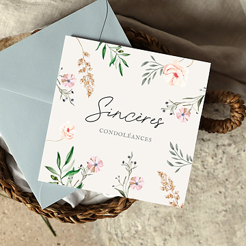 Carte de Condolances Cadre fleuri