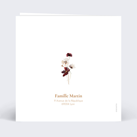 Carte de condoléances Étiquette Jardin Sauvage Verso