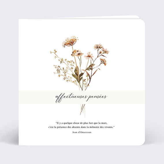 Carte de Condoléances Bouquet de Fleurs