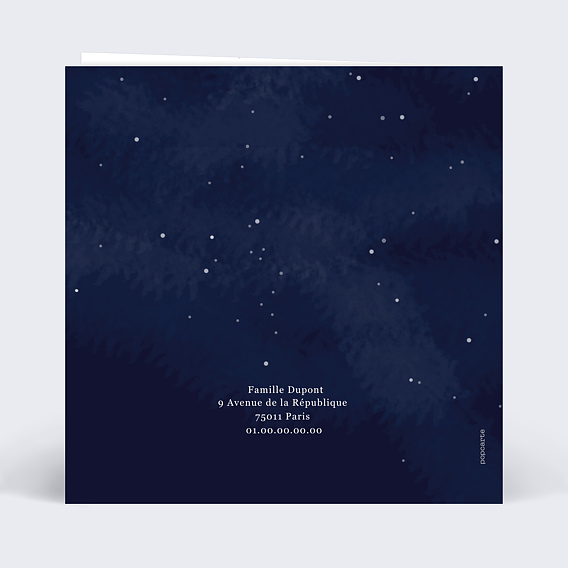 Carte de condoléances Etoile dans le ciel Verso