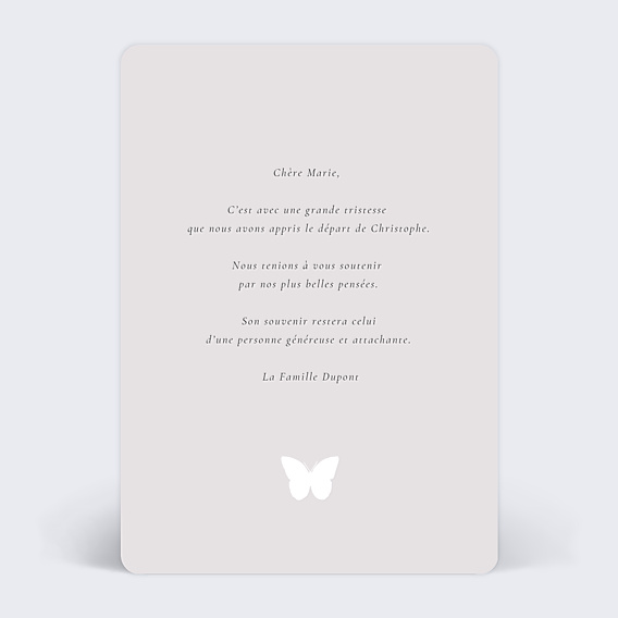 Carte de Condoléances Envolée Papillon
