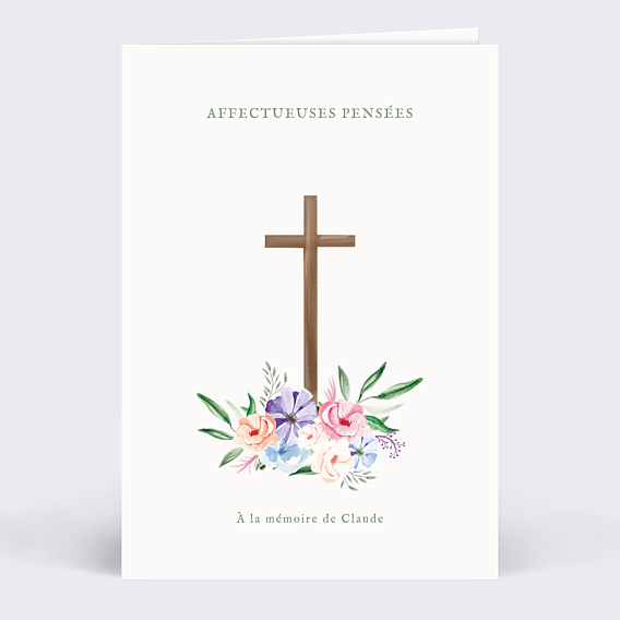 Carte de Condoléances Chretien fleuri