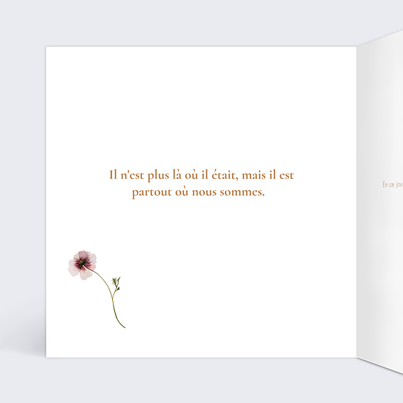 Carte de condoléances Étiquette Jardin Sauvage Intérieur Gauche