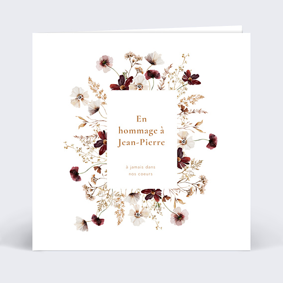 Carte de Condoléances Étiquette Jardin Sauvage