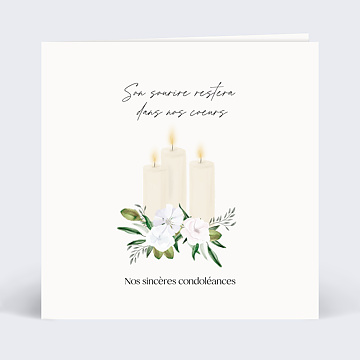 Carte de Condolances Bougie et fleurs