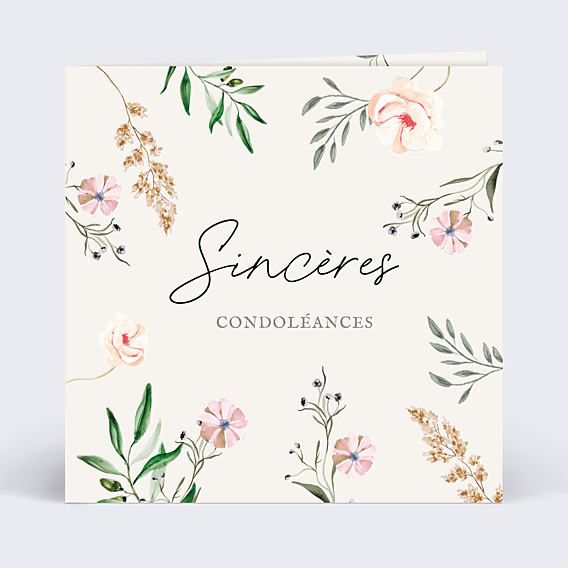 Carte de Condoléances Cadre fleuri