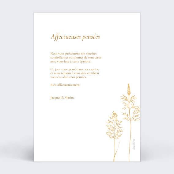 Carte de condoléances Rêve bohème Verso