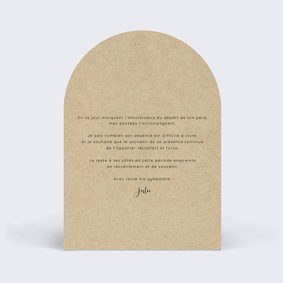 Carte de condoléances Anniversaire décès Verso