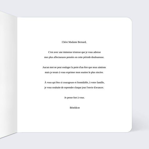 Carte de condoléances Bouquet de Fleurs Intérieur Droit