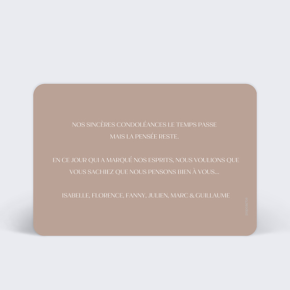 Carte de condoléances Arbre Photo Verso