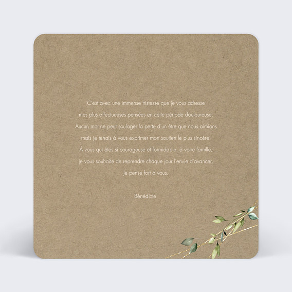 Carte de condoléances Ornement de Fleurs Verso