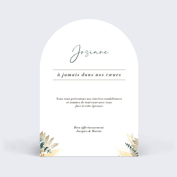 Carte de condoléances Bohemia Verso