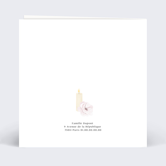 Carte de Condoléances Bougie et fleurs