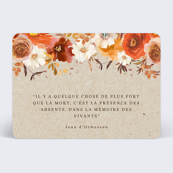 Carte de condoléances Jolies Fleurs