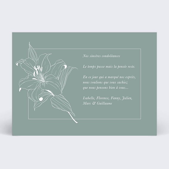 Carte de Condoléances Lys