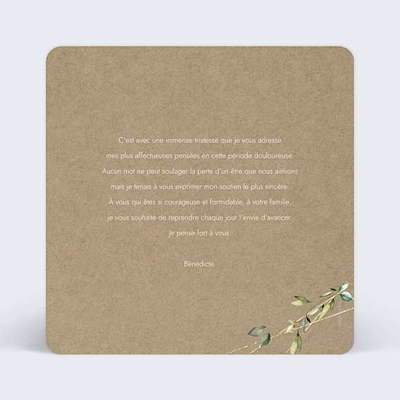 Carte de Condoléances Ornement de Fleurs