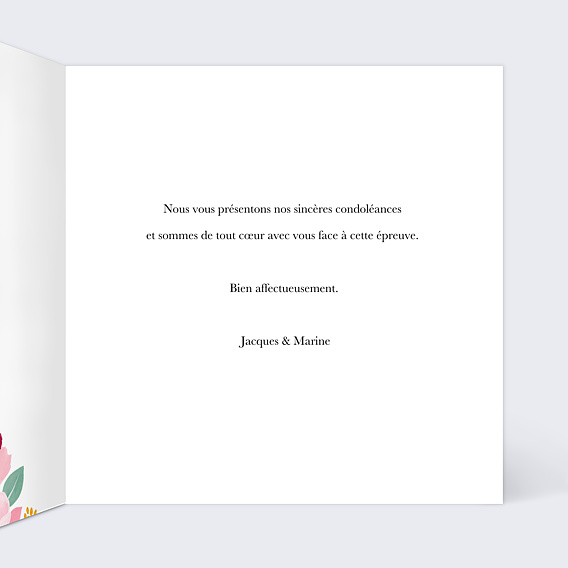 Carte de condoléances Ronde de Fleurs Intérieur Droit