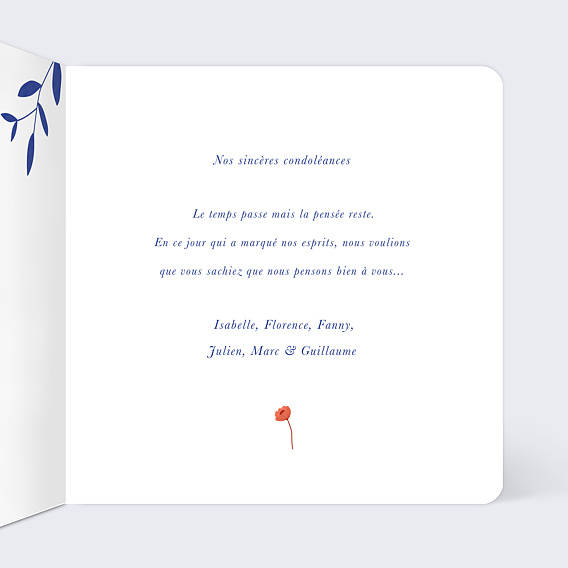 Carte de condoléances Livraison d'amour Intérieur Droit