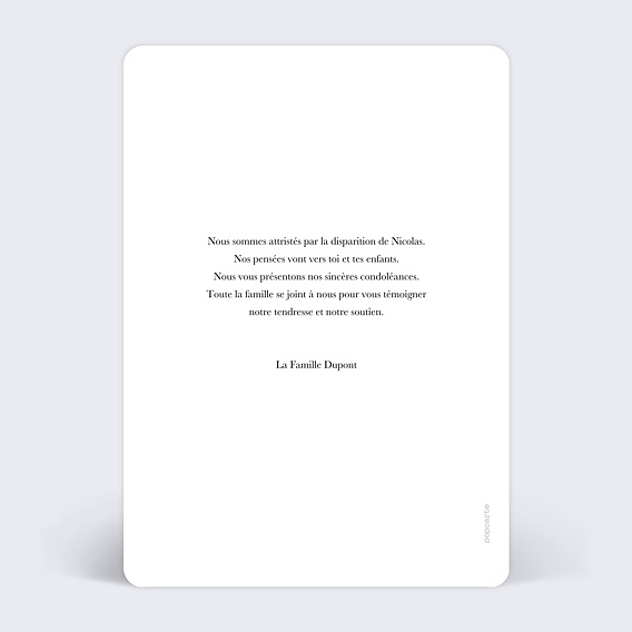 Carte de condoléances Fleurs et Colombes Verso