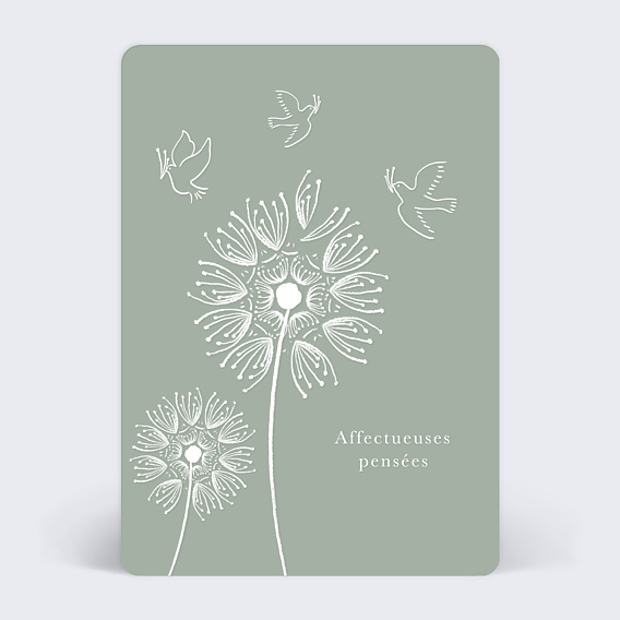 Carte de Condoléances Fleurs et Colombes