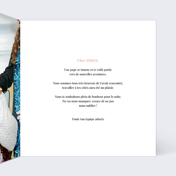 Carte de départ Au revoir Intérieur Droit