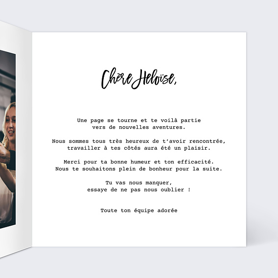 Carte de départ Petits tirages souvenirs Intérieur Droit