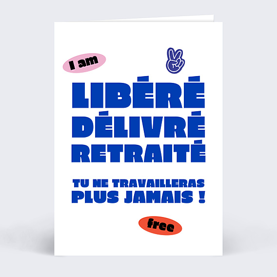 Carte de départ Libéré, retraité