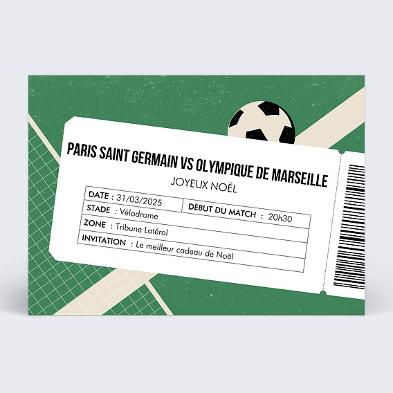 Carte de Noël  Billet de Foot