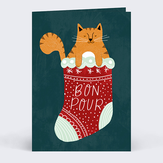 Carte de Noël  Bon pour Chaton