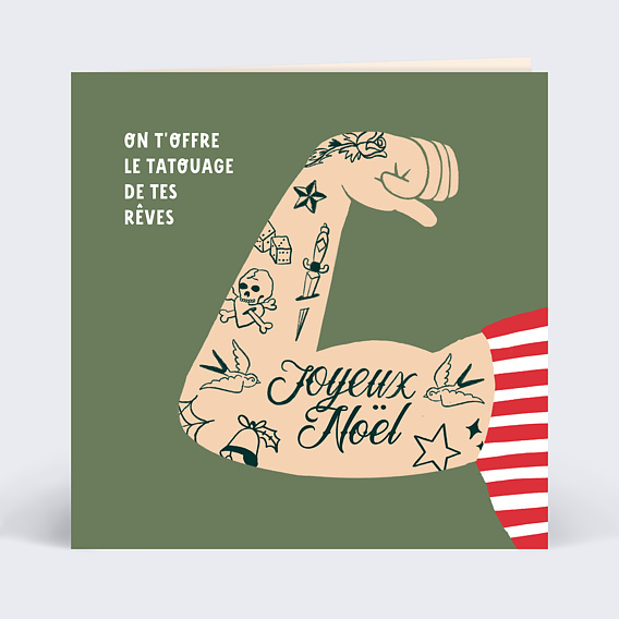 Carte de Noël  Bon pour un tatouage