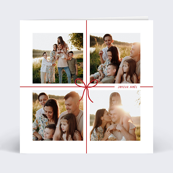 Carte de Noël  Cadeau ruban photos
