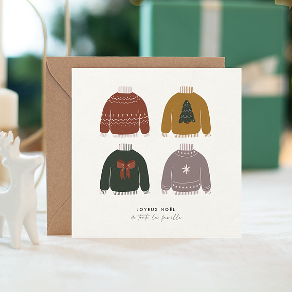 Carte de Noël Famille Pull