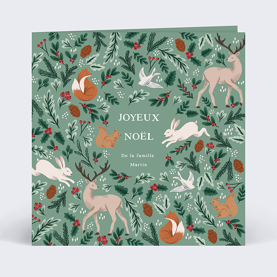 Carte de Noël  Forêt enchantée