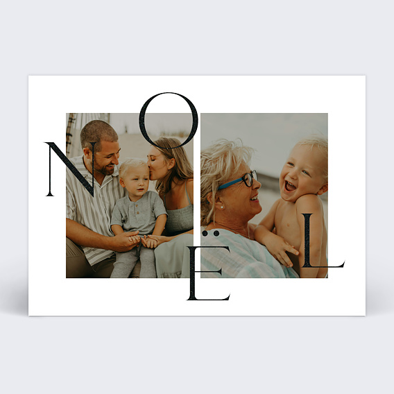 Carte de Noël  Grande Lettre Noir