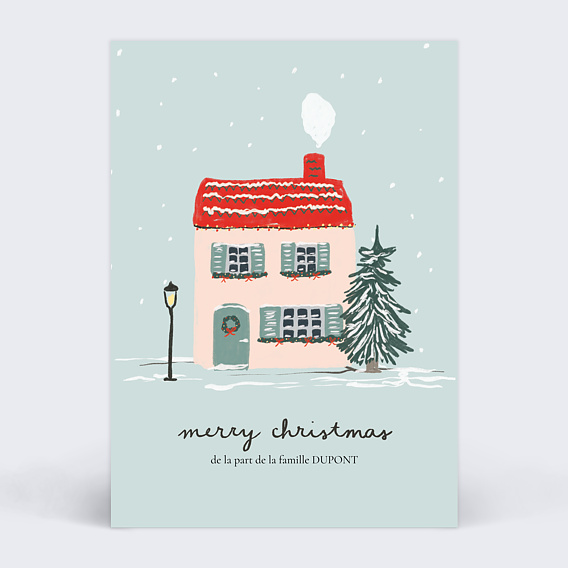Carte de Noël  Maisonnette colorée