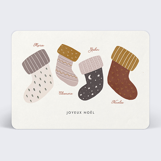 Carte de Noël Famille chaussettes