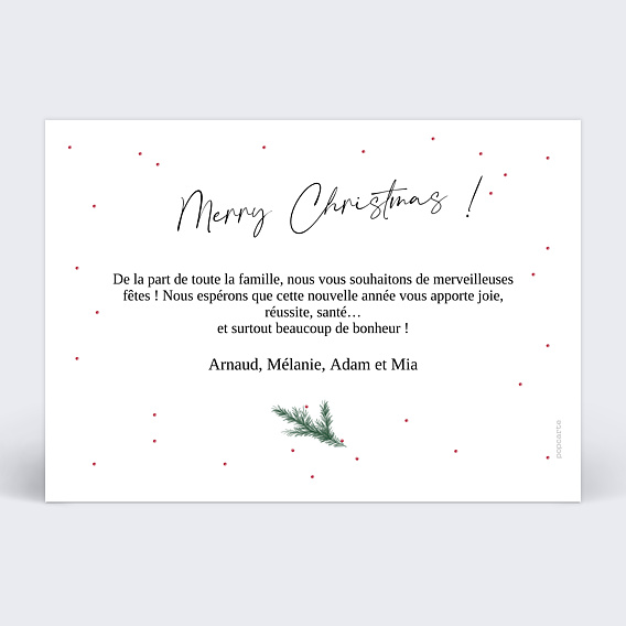 Carte de Noël  Cèdre Verso