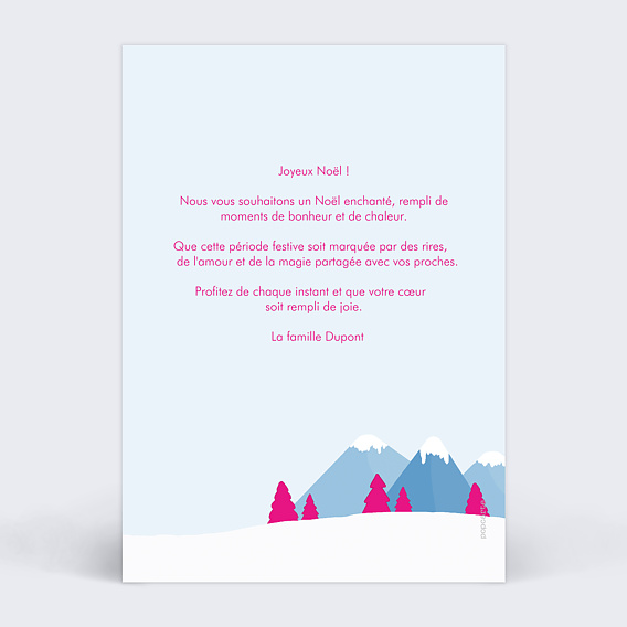 Carte de Noël  Chaîne de montagnes Verso