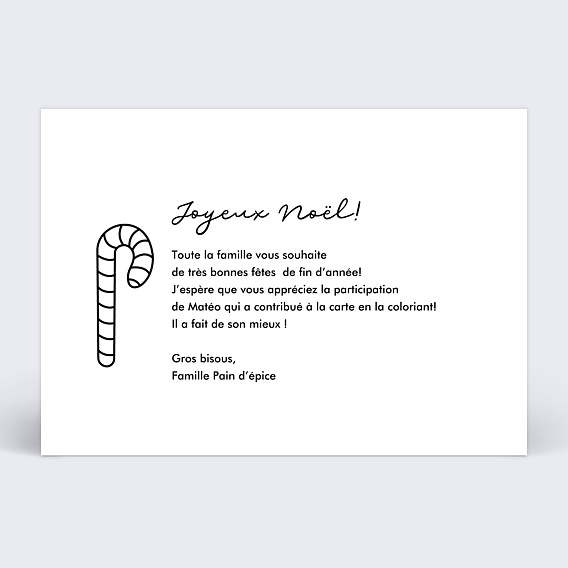 Carte de Noël  Coloriage Pain d'Épices Verso