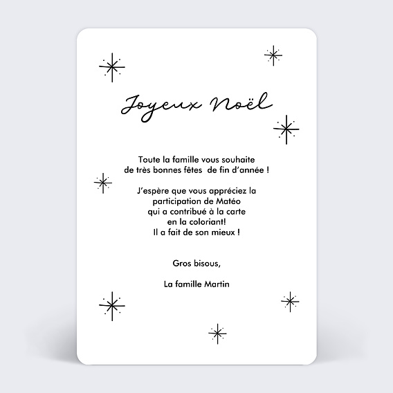 Carte de Noël Coloriage Renne Verso