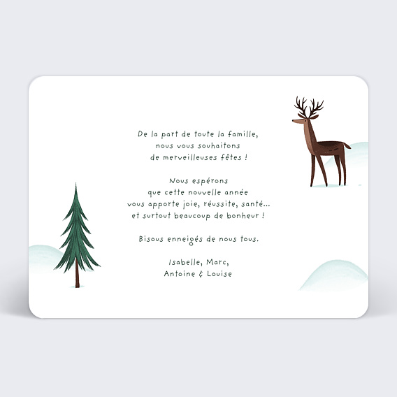 Carte de Noël  Enneigé Verso