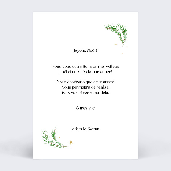 Carte de Noël  Famille Sapin Verso