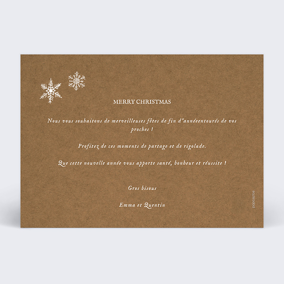 Carte de Noël  Flocons d’hiver  Verso