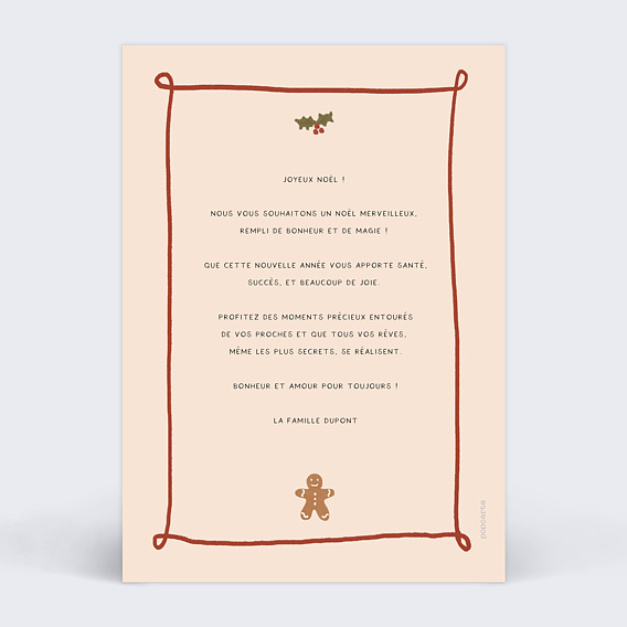 Carte de Noël Gourmandises Verso