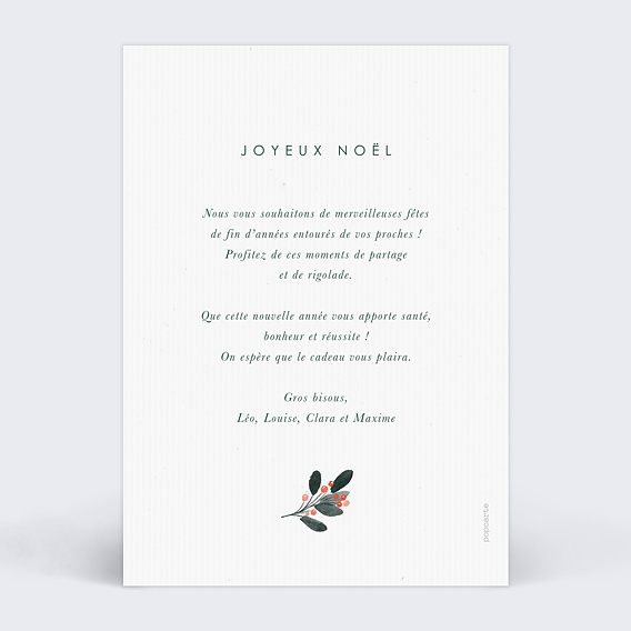 Carte de Noël  Grande Typographie Noël Verso